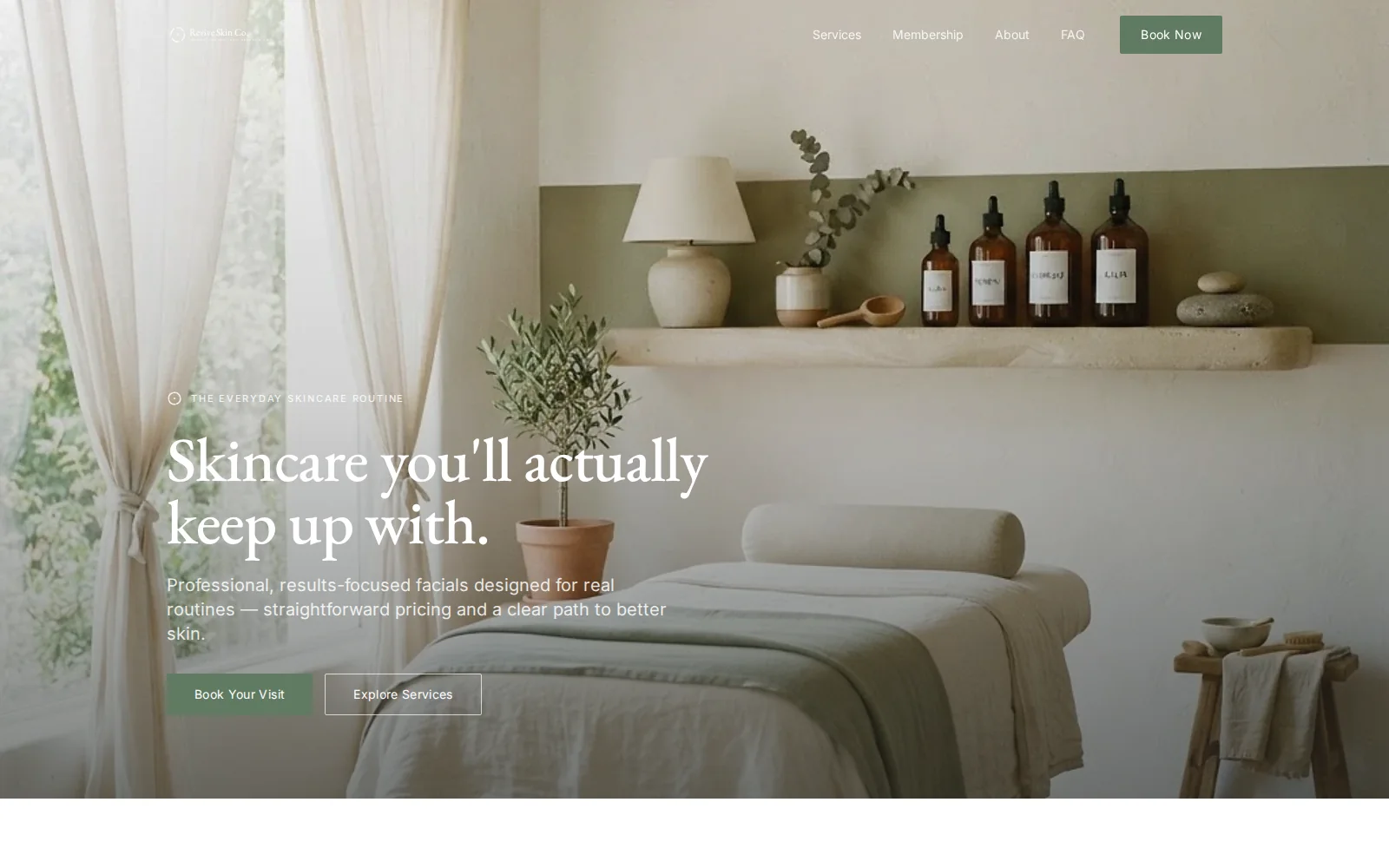 Revive Skin Co. website